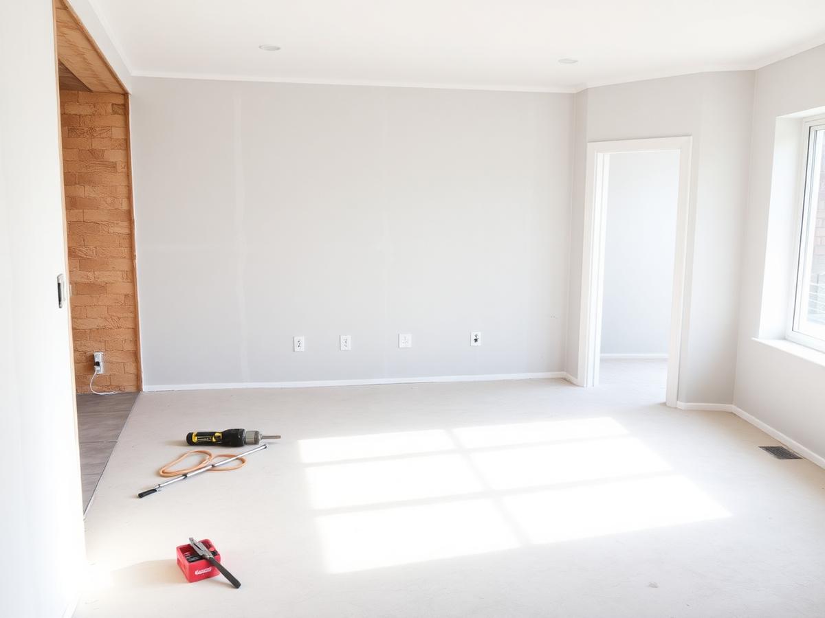 Unfinished room with outstanding second-fix work